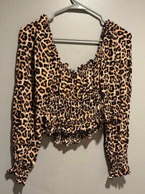 H&M Leopard Print Cropped Top Medium